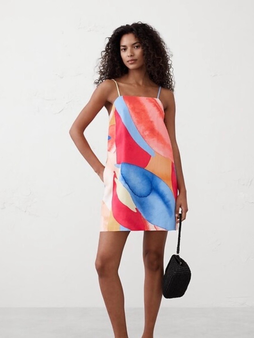 NWT Banana Republic Multicolor Abstract Slip Mini Dress - Blue, Red, Coral
